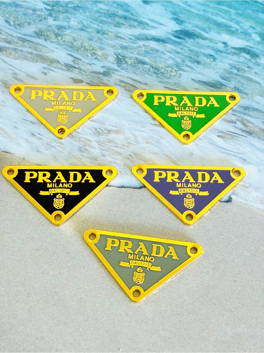 Unbranded Milano Triangular Logo Plaques Set in Gold & Black Like New